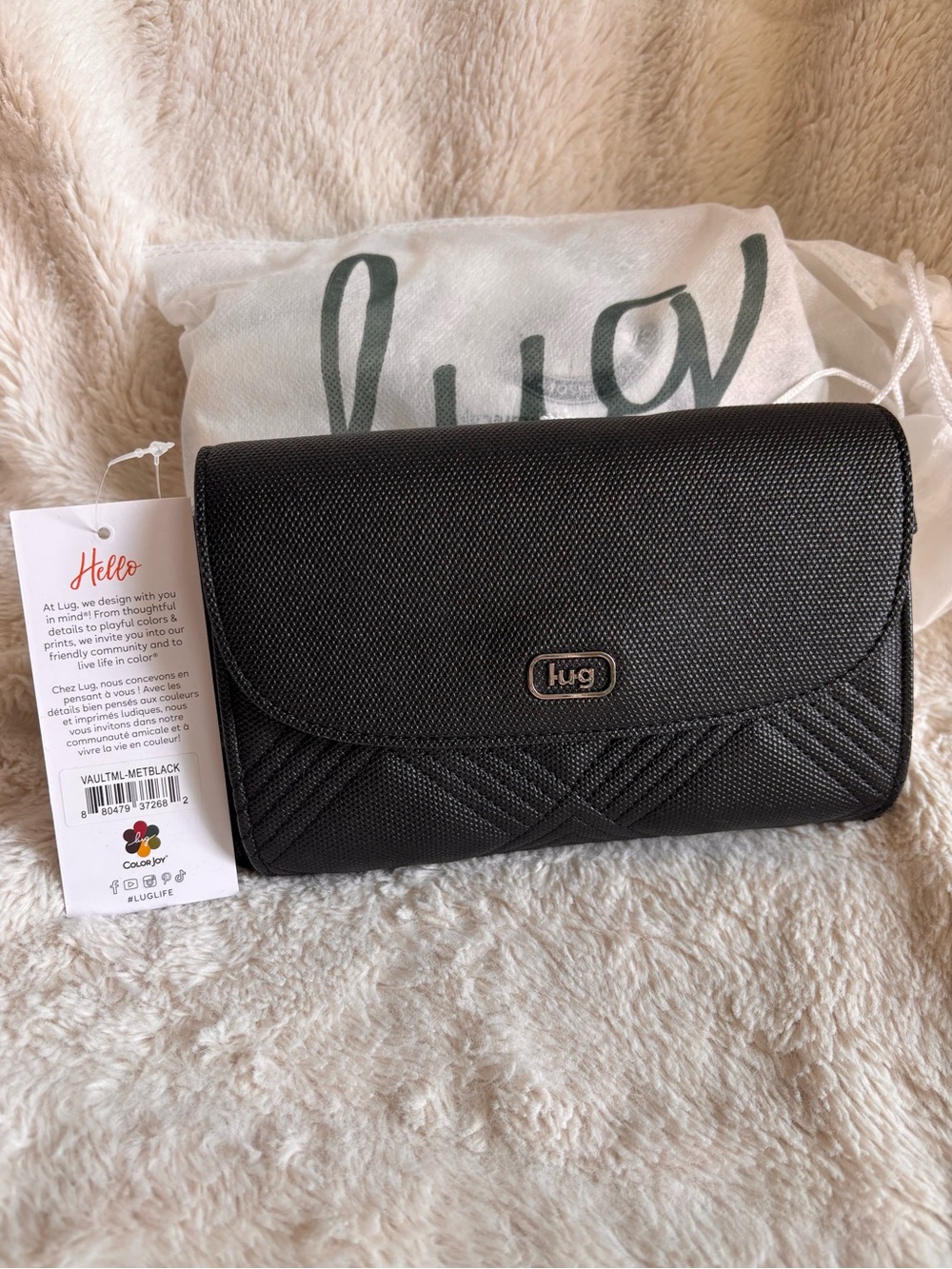 NWT Lug Vault Matte Luxe VL RFID Convertible Crossbody in Metallic Black